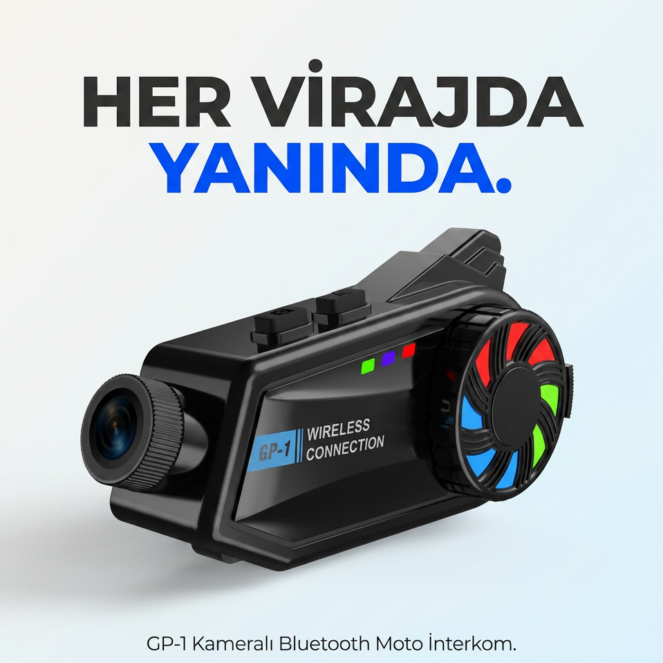 Intercom Kameralı Motosiklet Bluetooth Kask Kulaklık Ses Kontrolü 1080p Video Kayıt Videolu Interkom