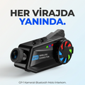 Intercom Kameralı Motosiklet Bluetooth Kask Kulaklık Ses Kontrolü 1080p Video Kayıt Videolu Interkom