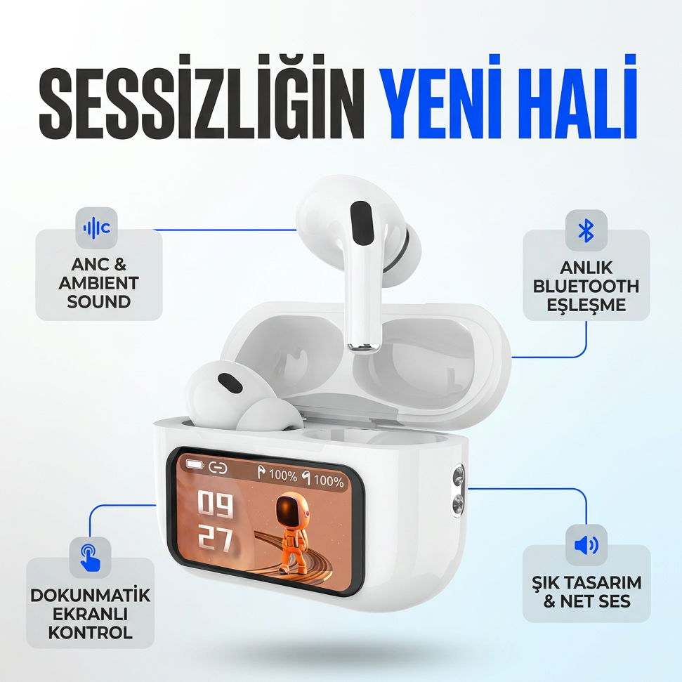 ANC + Ambient Sound Ekranlı TWS Kulaklık