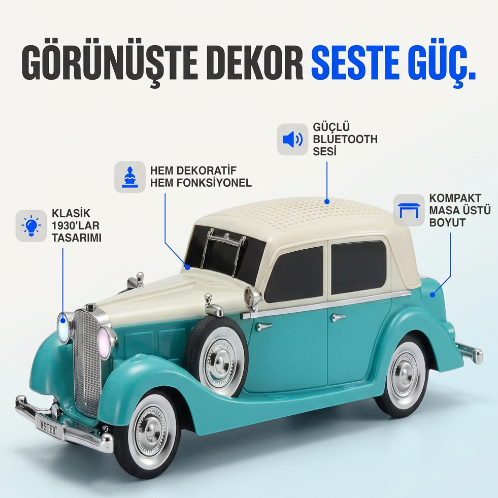 Wster WS-1934 Music Car Speaker (Klasik Siyah)