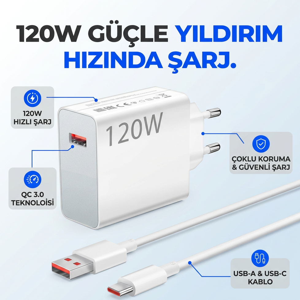 OXPower OXC-120W QC3.0 USB Turbo Sarj Adaptoru