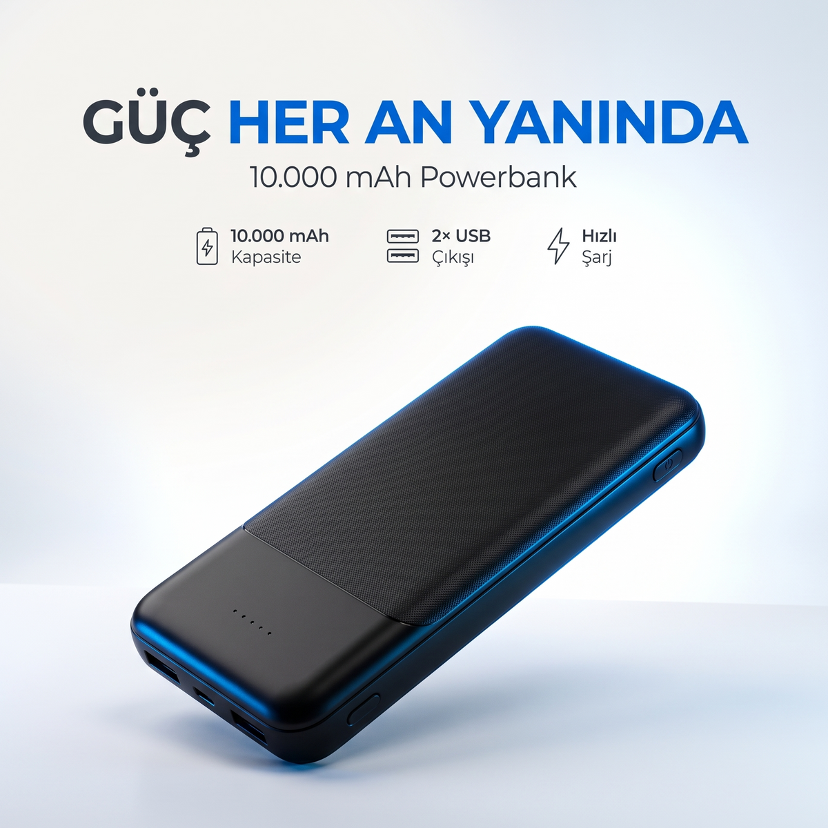 SnapMax SNP-3008 Siyah 10.000 mah Powerbank 2x USB Çıkışlı 1 Type-C ve 1 Micro Girişli