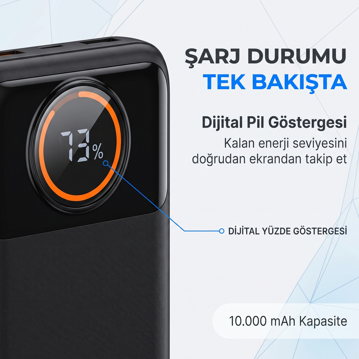 SNP-3012 10.000 Mah LCD Ekran Dahili Kablolu 22.5w Hızlı Şarj Powerbank