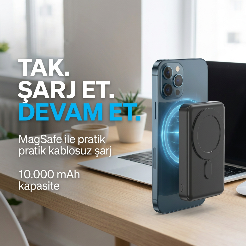 Snapron SNP-3025 PD 22.5W Hızlı Şarj LCD Ekran MagSafe 10000 mAh Powerbank