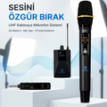 UHF Kablosuz Mikrofon Seti El Yaka ve Boyun Mikrofonlu 6.5mm Alıcılı 3.5mm Çeviricili Profesyonel