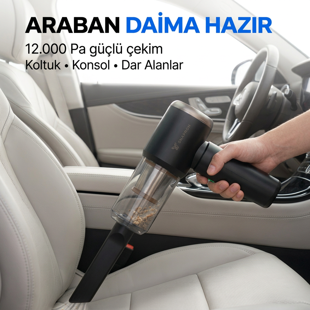 Vacuum Plus SNV-3002 15in1 Profesyonel 12.000PA Emiş Güçlü Üflemeli Şarjlı Mini Araç Süpürgesi