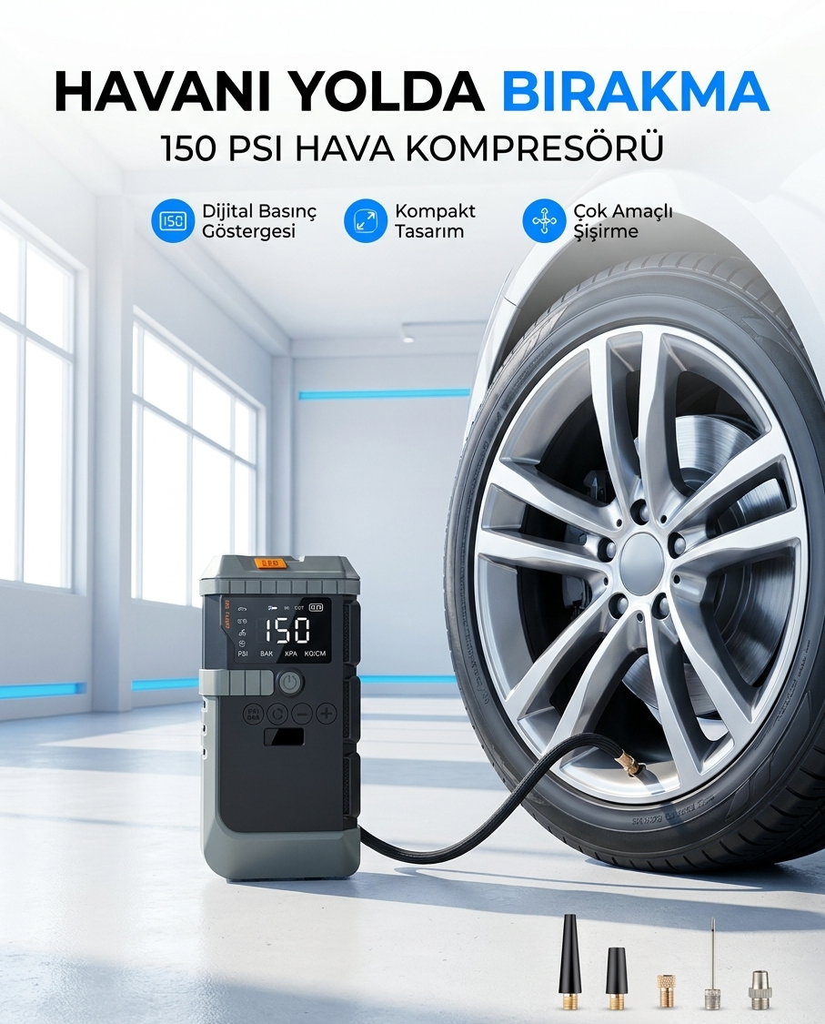 NSUN T-Life Jump Starter 19800 mAh Akü Takviyeli Hava Kompresörü LENSUN LS 99
