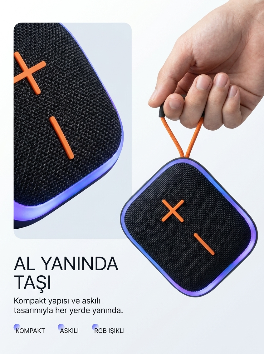Taşınabilir Outdoor Bluetooth Hoparlör | Suya Dayanıklı Askılı Kablosuz Speaker USB TF Kart Destekli