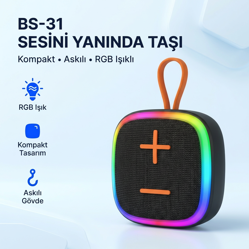 Taşınabilir Outdoor Bluetooth Hoparlör | Suya Dayanıklı Askılı Kablosuz Speaker USB TF Kart Destekli