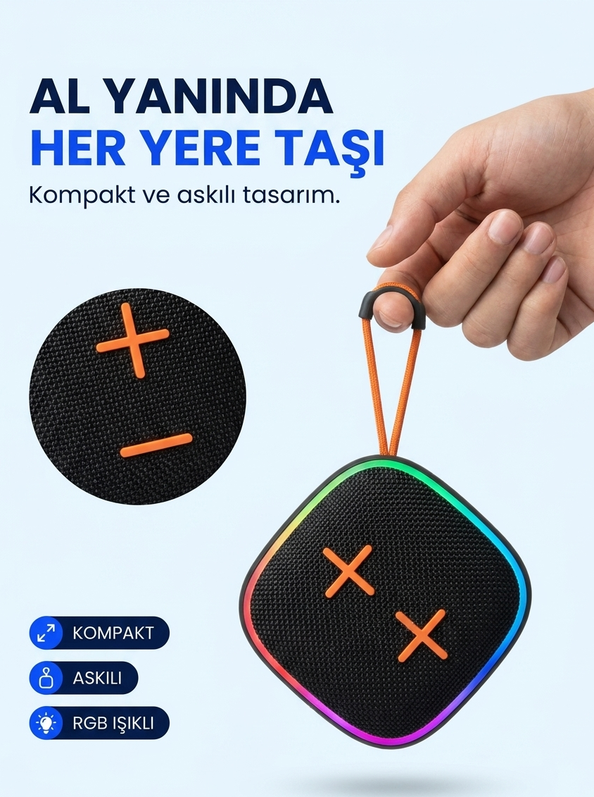 Taşınabilir Outdoor Bluetooth Hoparlör | Suya Dayanıklı Askılı Kablosuz Speaker USB TF Kart Destekli