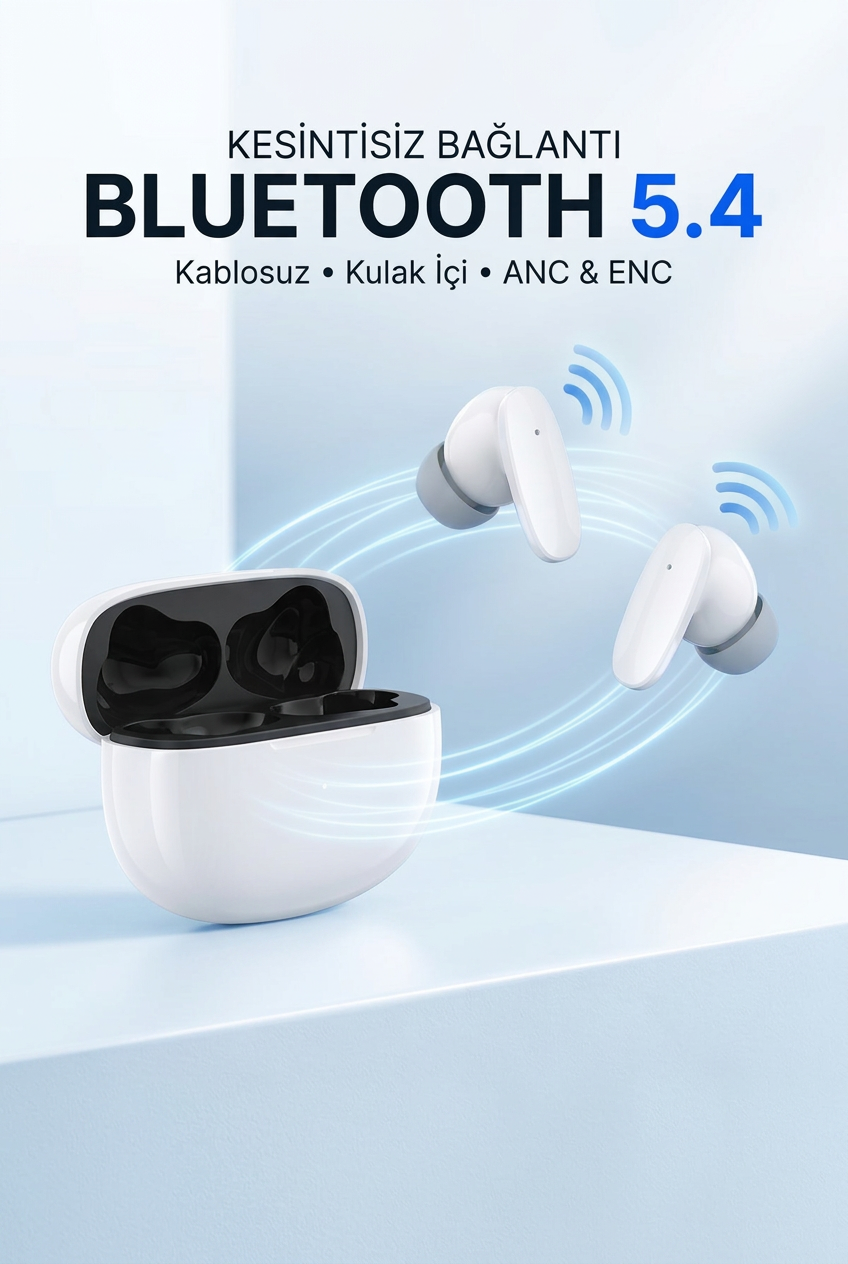 Snk-9005 Beyaz ANC & ENC Kablosuz Bluetooth Kulaklık 5.4 Kulak İçi Kulaklık