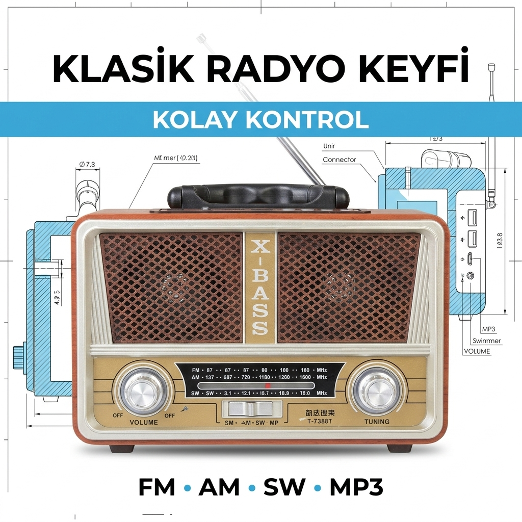 Meier M-112bt Nostaljik Ahşap Retro Radyo Bluetooth Fm Sd Aux Usb