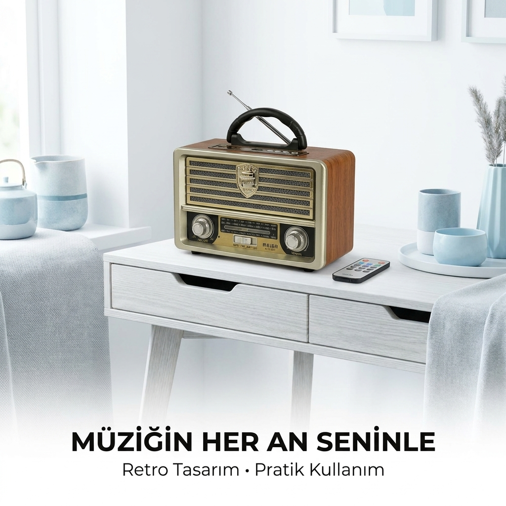 M-156BT Nostaljik Radyo Görünümlü Bluetooth,Hafıza Kartı,Usb Bellek