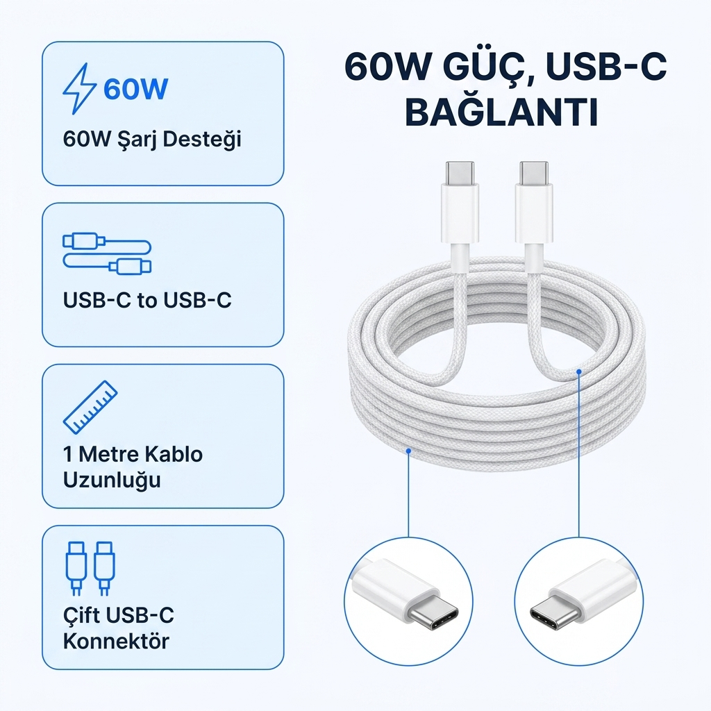 16 PRO MAX 60W TYPE-C TYPE-C 1 METRE ŞARJ KABLOSU IPHONE