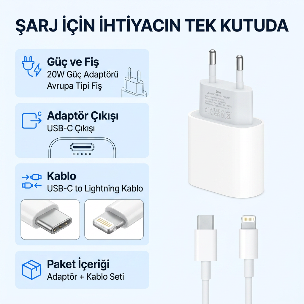 20W LİHTNİNG ŞARJ ALETİ
