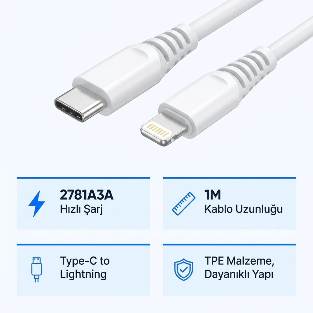 2.6A USB Lightning Sarj + Kablosu