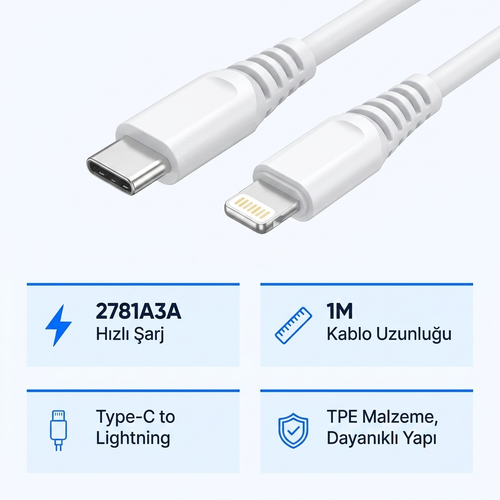 2.6A USB Lightning Sarj + Kablosu