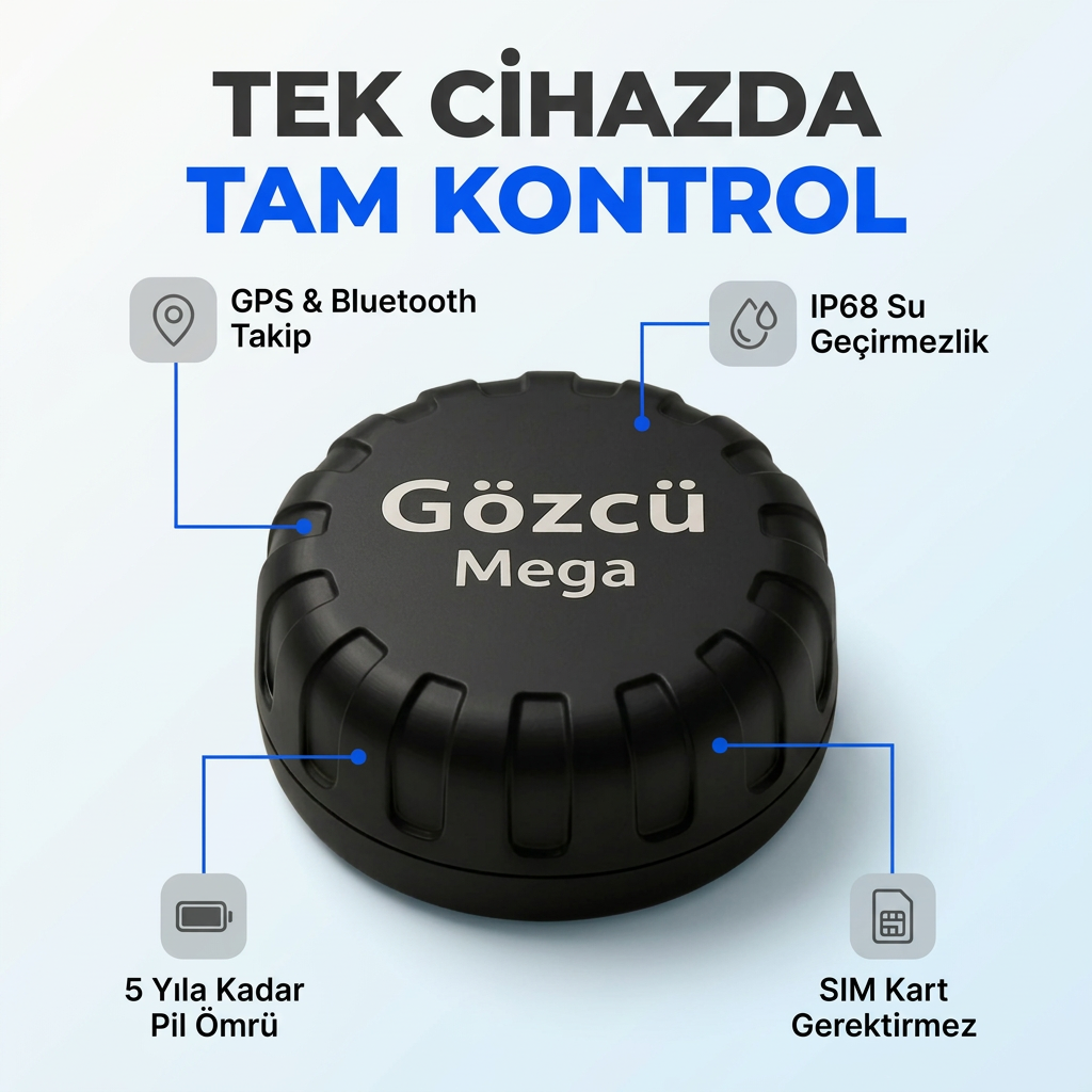 Gözcü Mega (SIM Kart gerektirmez, IP68, 5 Yıl Pil)