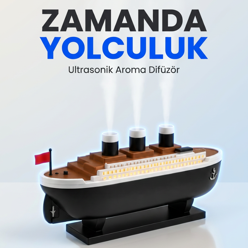 Jellyfish Gemi Tasarimli Aroma Difuzor (LED Efektli)